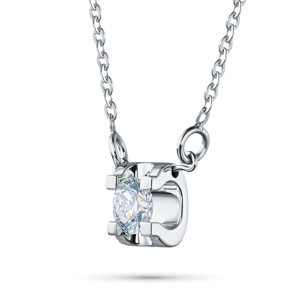 Sterling Silver Necklace with Lab-Created Diamonds
