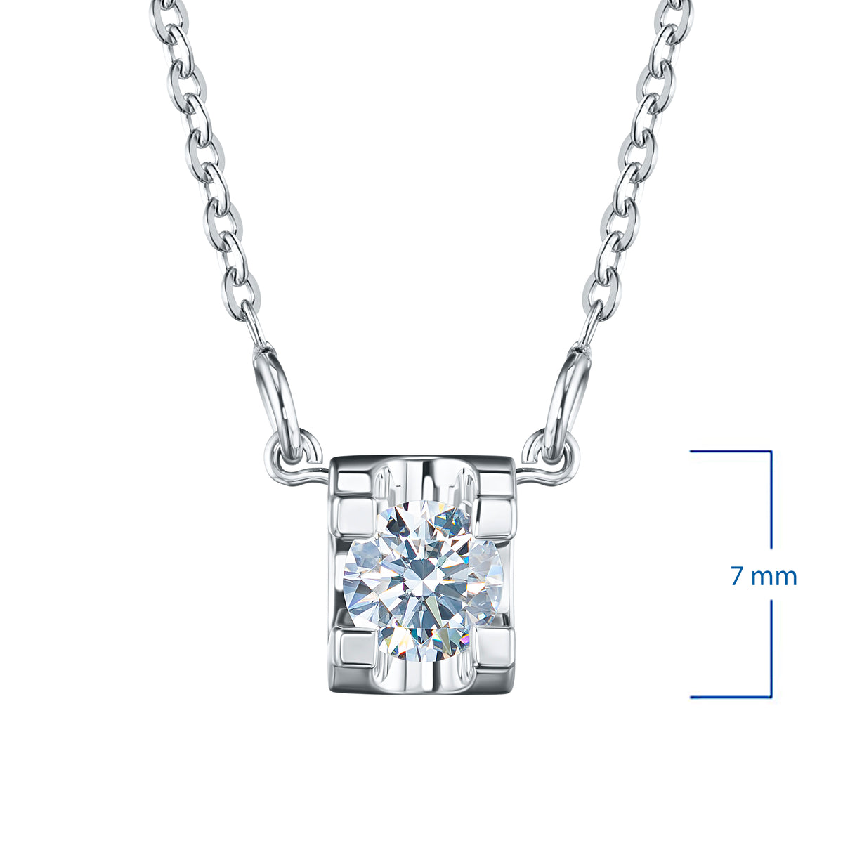 Sterling Silver Necklace with Lab-Created Diamonds