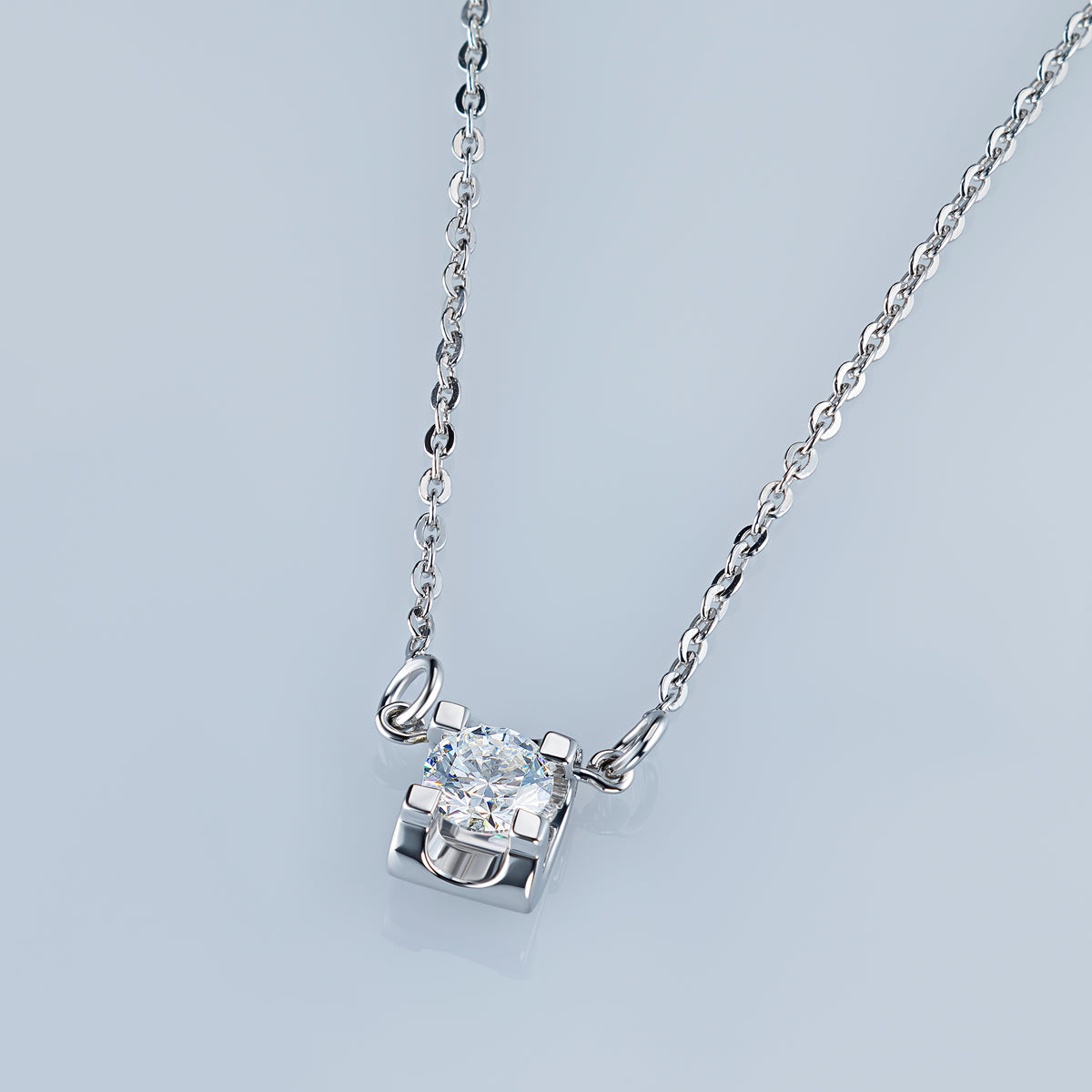 Sterling Silver Necklace with Lab-Created Diamonds