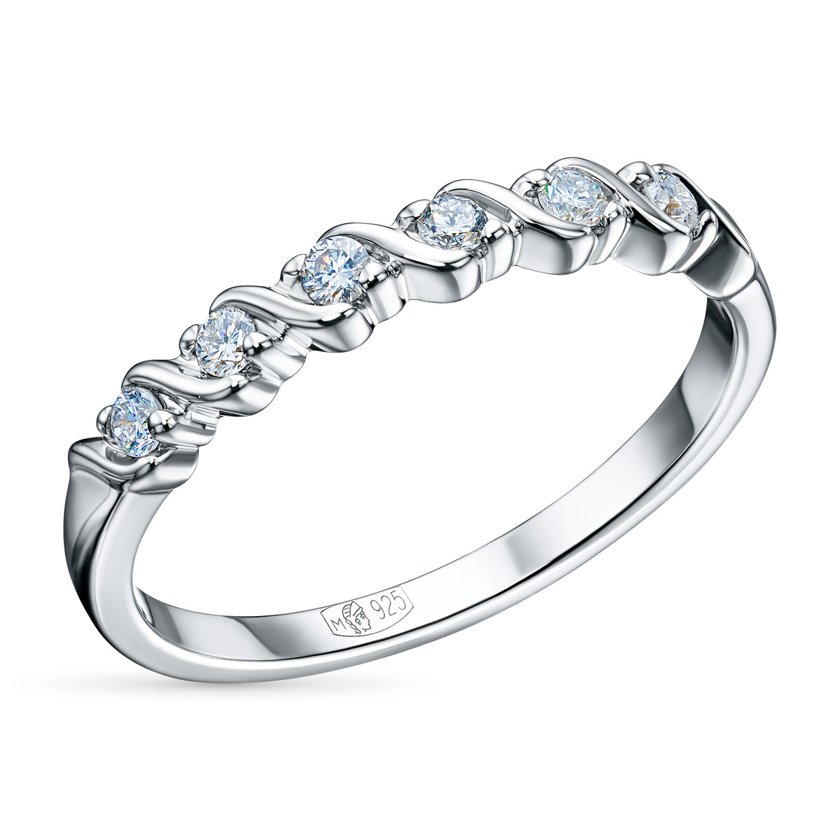 Sterling Silver Ring with Lab-Created Diamonds