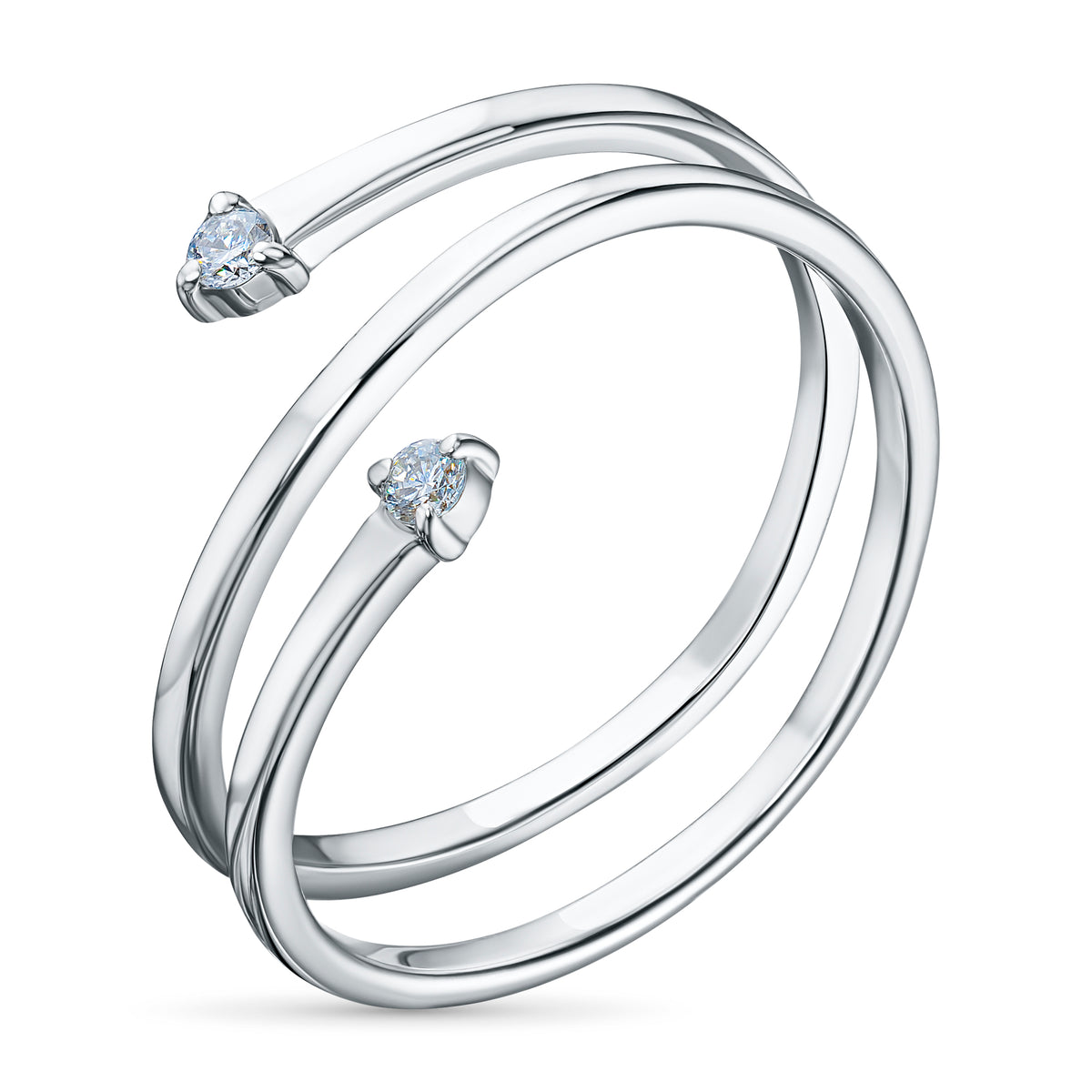 Sterling Silver Ring with Lab-Created Diamonds