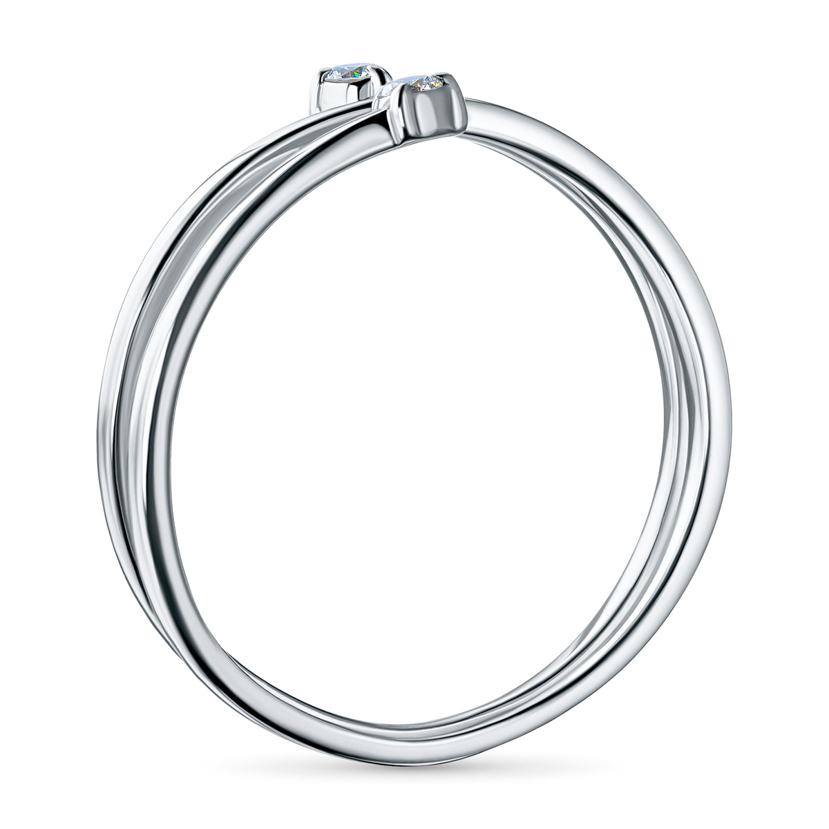 Sterling Silver Ring with Lab-Created Diamonds