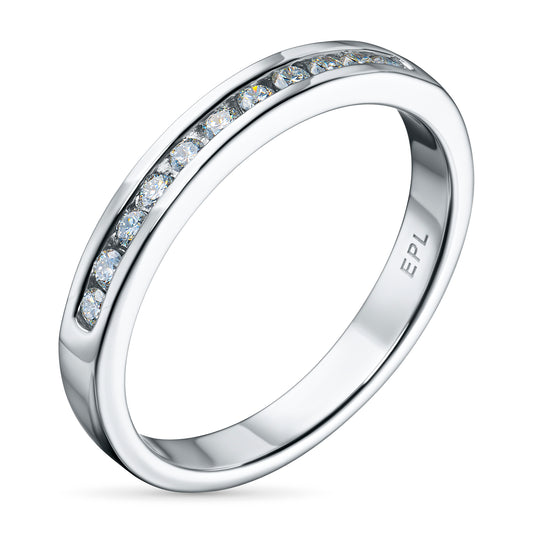 Sterling Silver Ring with Lab-Created Diamonds