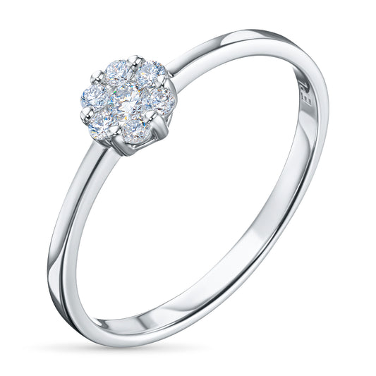14K White Gold Ring with Lab-Created Diamonds