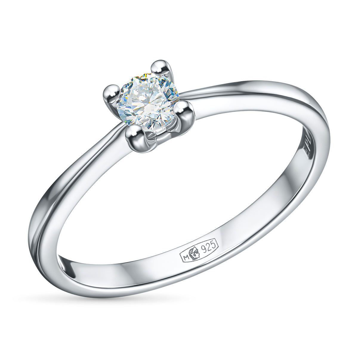 Sterling Silver Ring with Lab-Created Diamonds