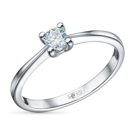 Sterling Silver Ring with Lab-Created Diamonds