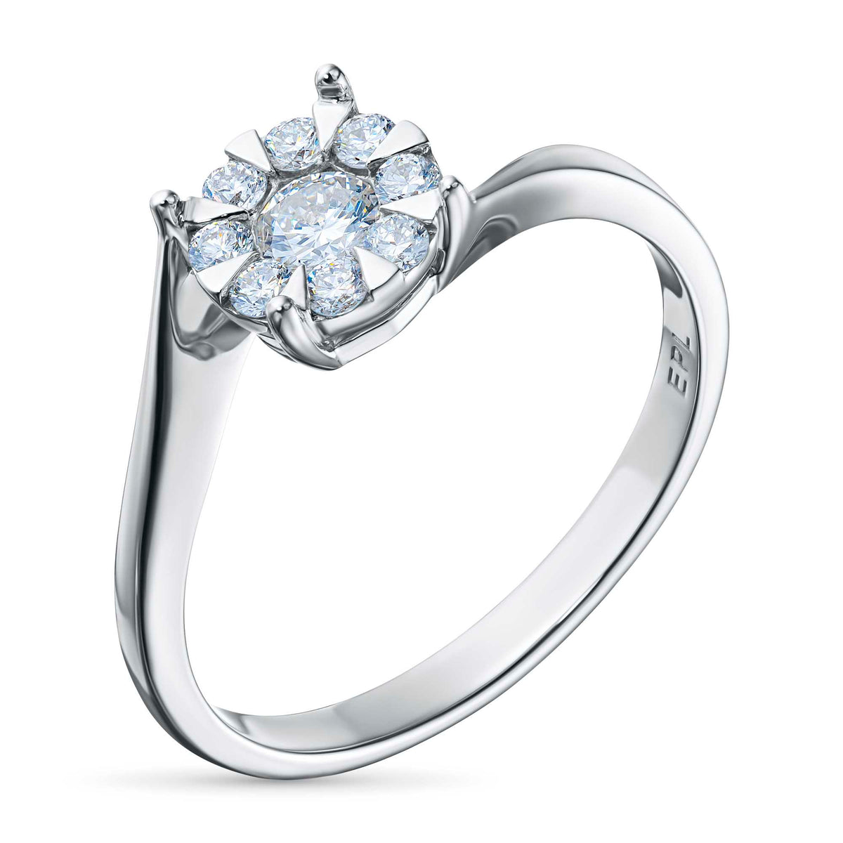 Sterling Silver Ring with Lab-Created Diamonds