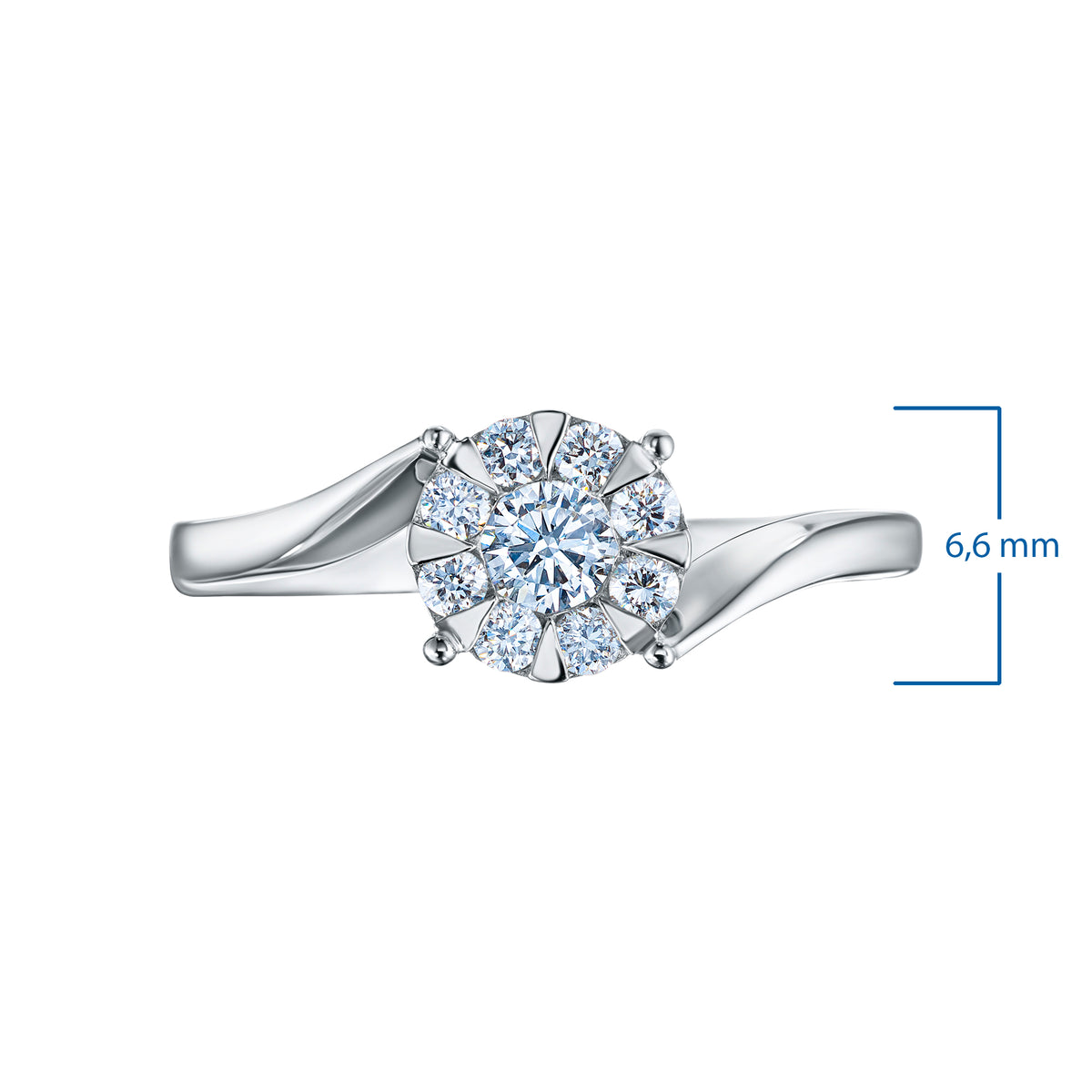 Sterling Silver Ring with Lab-Created Diamonds