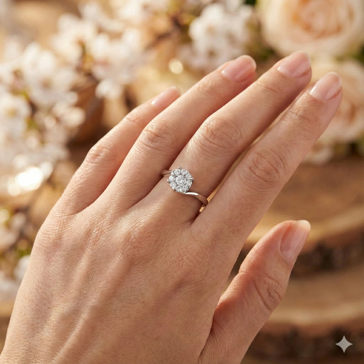 Sterling Silver Ring with Lab-Created Diamonds
