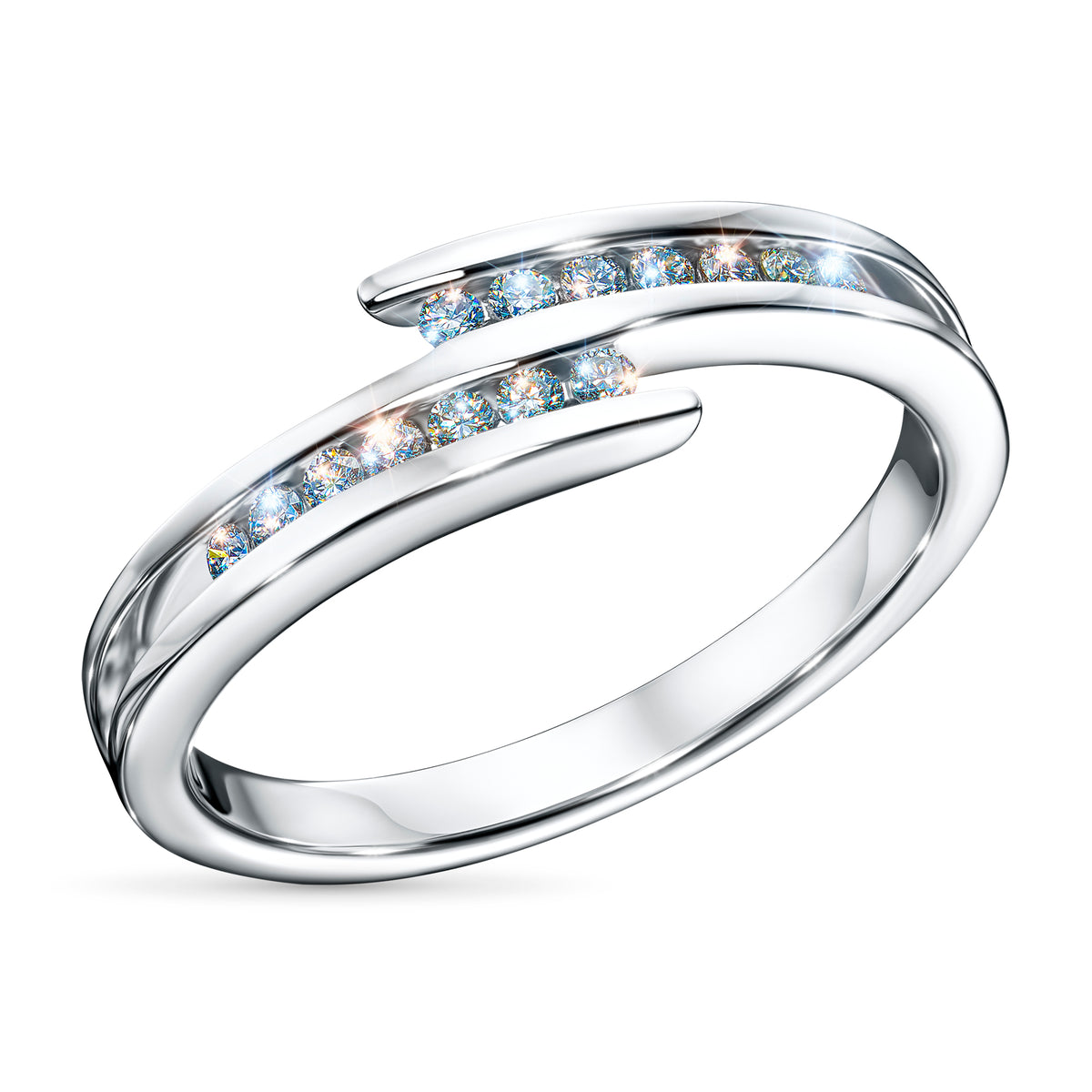 Sterling Silver Ring with Lab-Created Diamonds