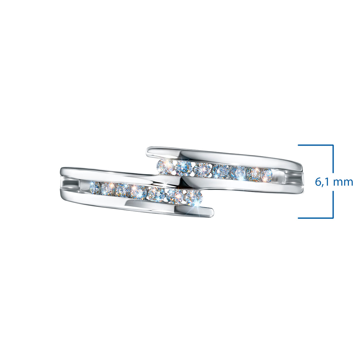 Sterling Silver Ring with Lab-Created Diamonds