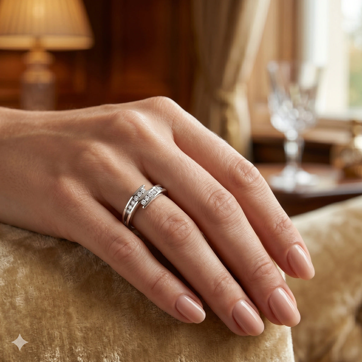 Sterling Silver Ring with Lab-Created Diamonds