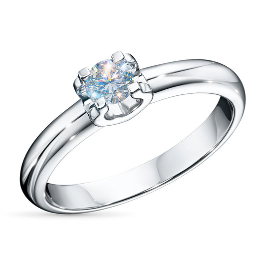 Sterling Silver Ring with Lab-Created Diamonds