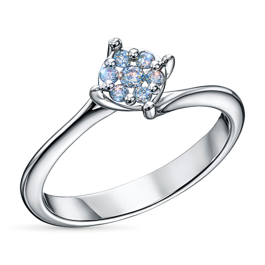 Sterling Silver Ring with Lab-Created Diamonds