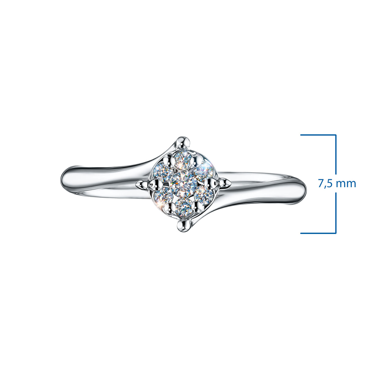 Sterling Silver Ring with Lab-Created Diamonds