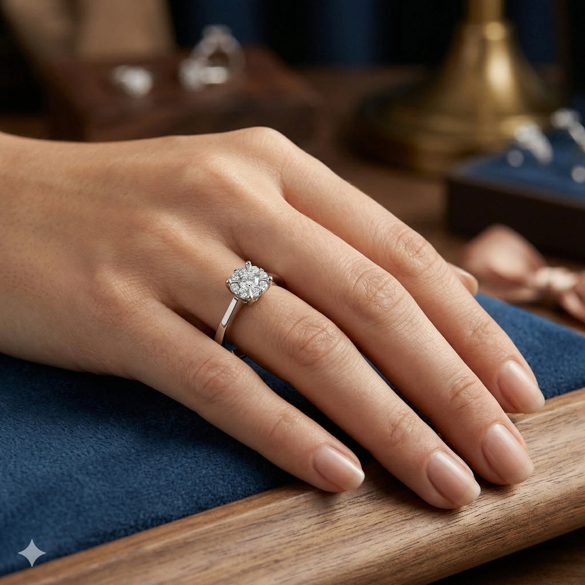 Sterling Silver Ring with Lab-Created Diamonds