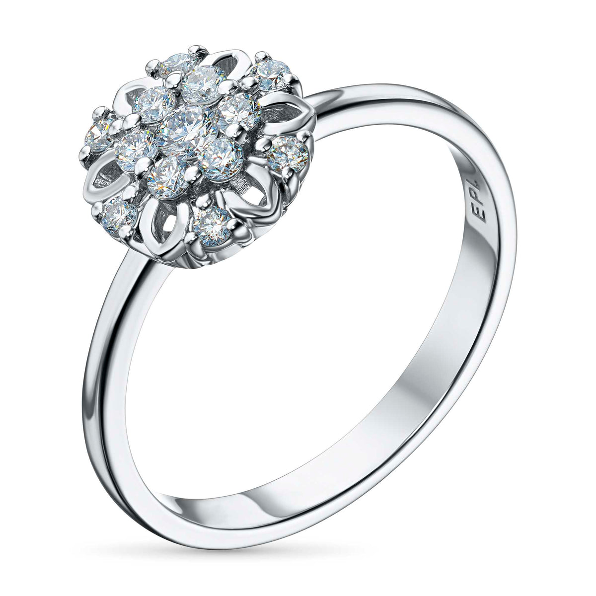 Sterling Silver Ring with Lab-Created Diamonds