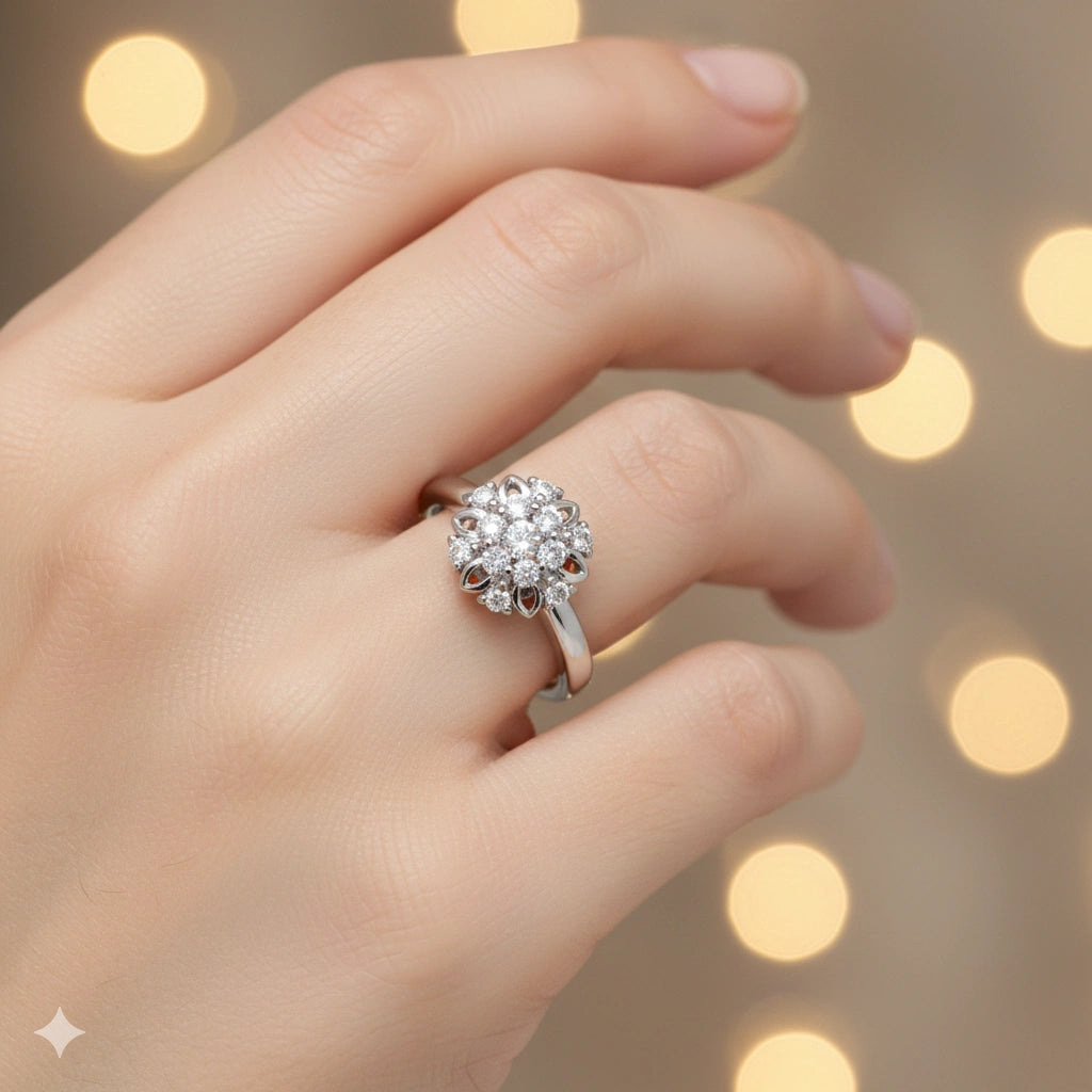 Sterling Silver Ring with Lab-Created Diamonds