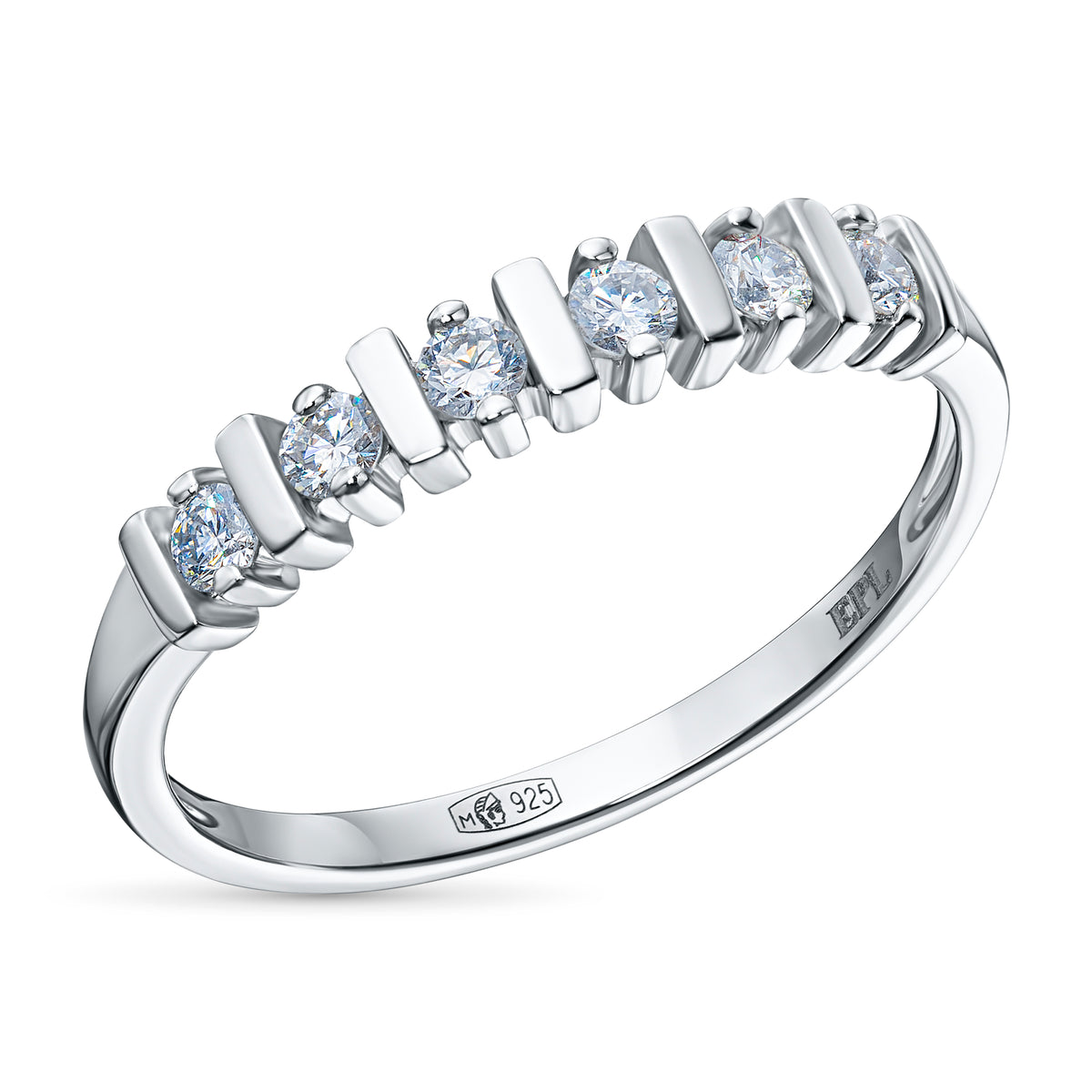 Sterling Silver Ring with Lab-Created Diamonds
