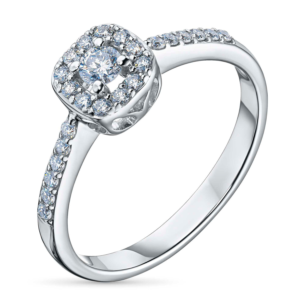 14K White Gold Ring with Lab-Created Diamonds