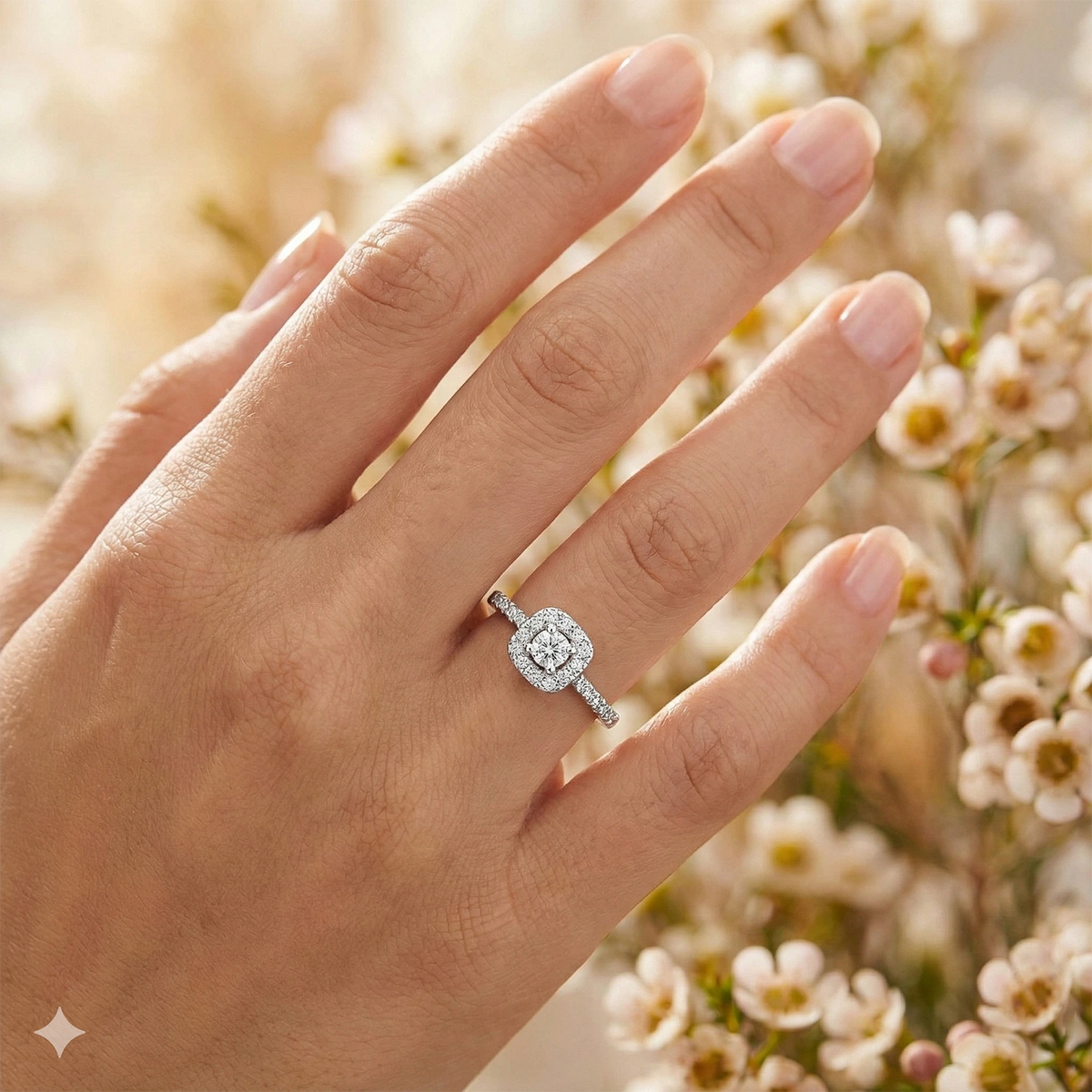 14K White Gold Ring with Lab-Created Diamonds