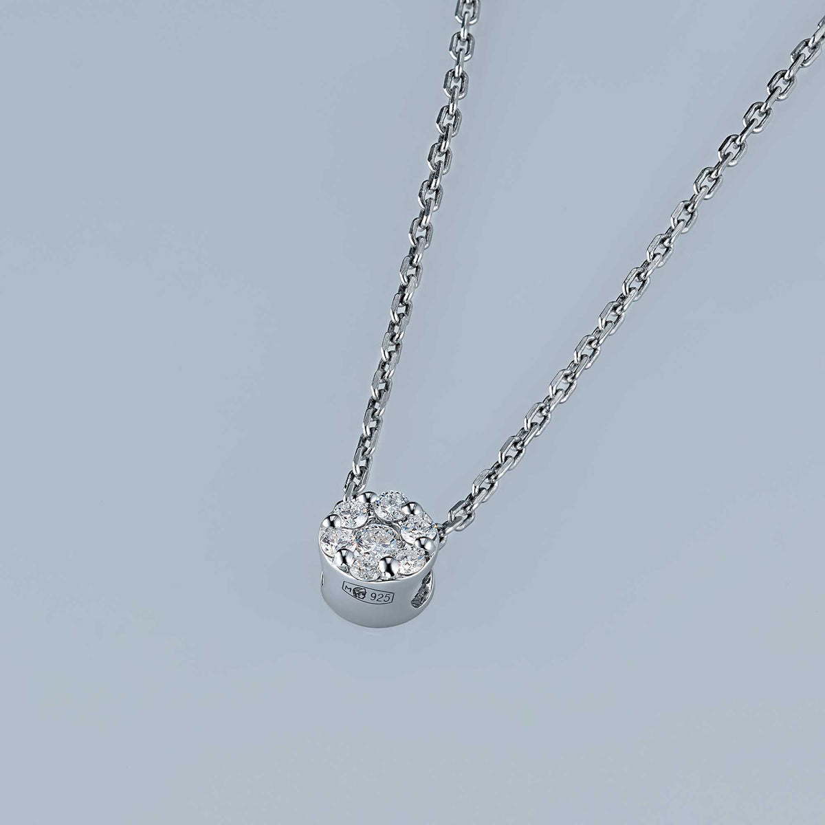 Sterling Silver Pendant with Lab-Created Diamonds