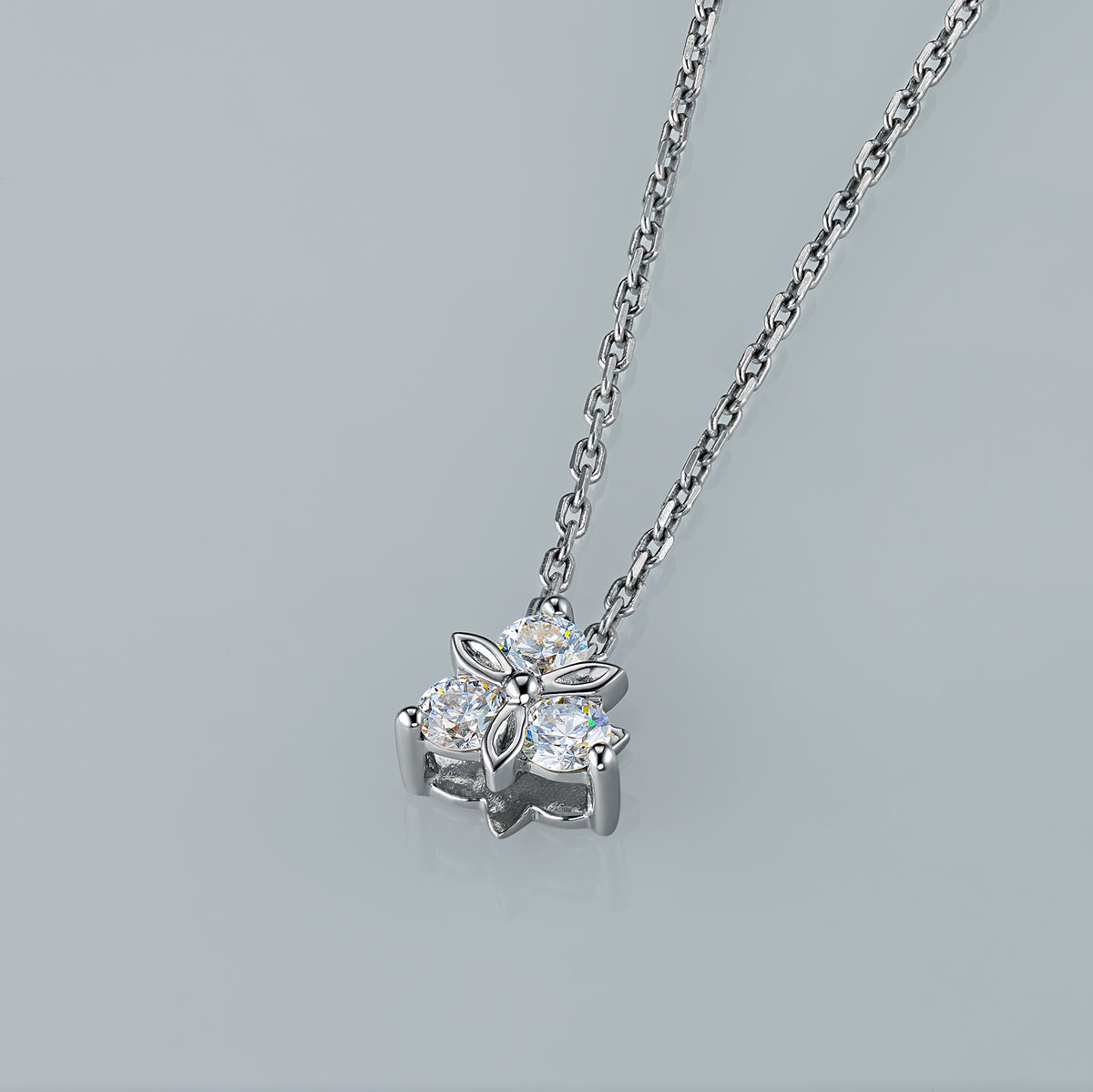 Sterling Silver Pendant with Lab-Created Diamonds