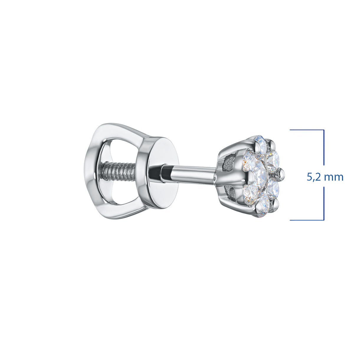 Sterling Silver Earring Studs with Lab-Created Diamonds