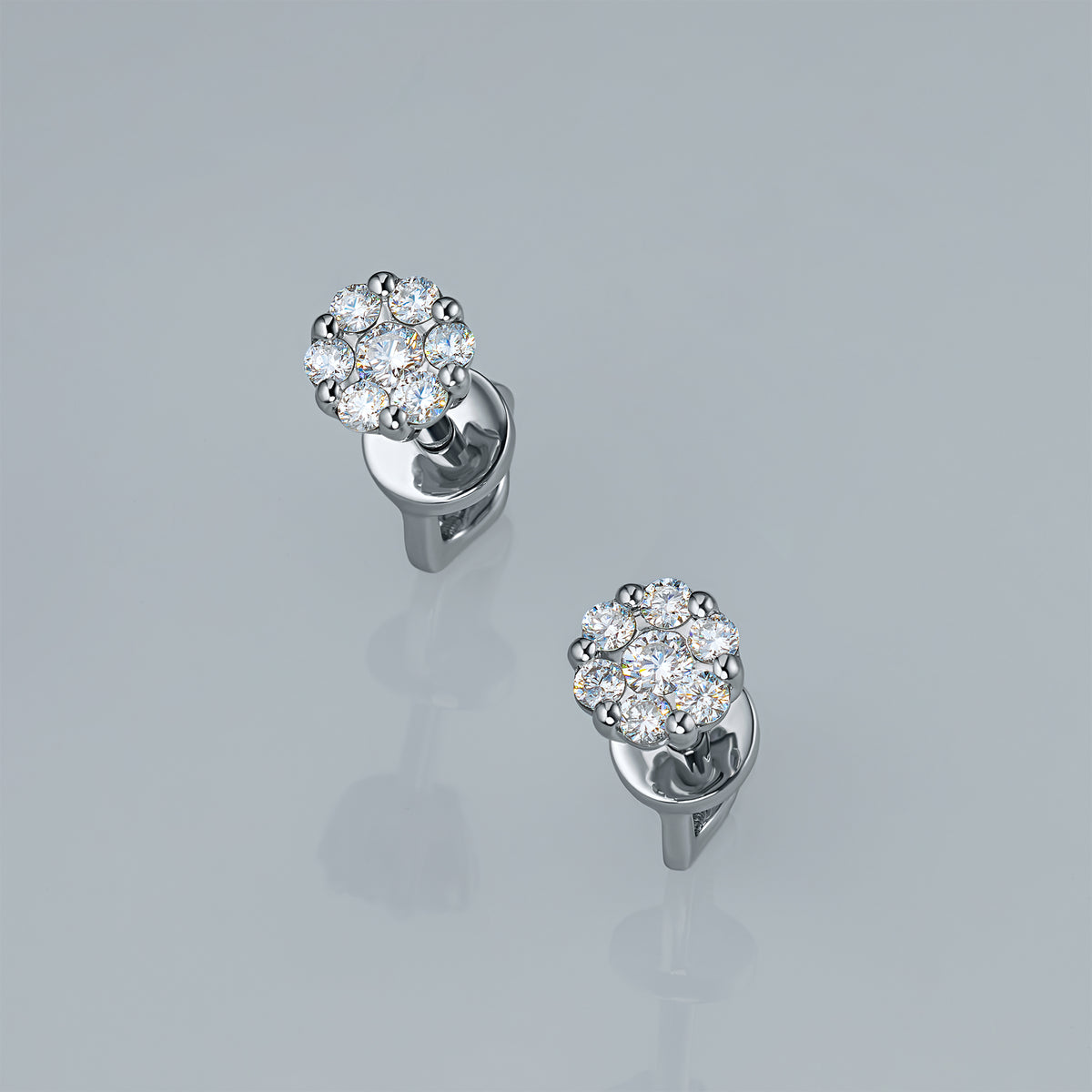 Sterling Silver Earring Studs with Lab-Created Diamonds