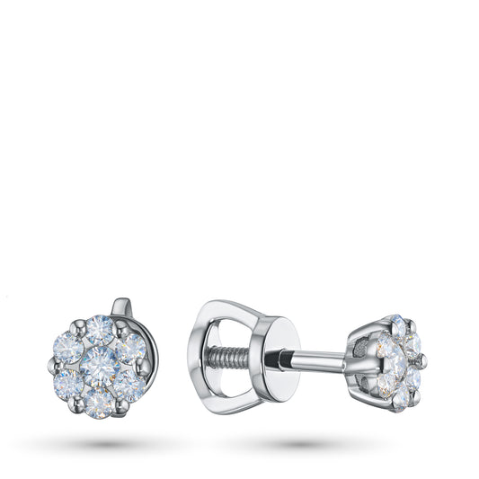 14K White Gold Earring Studs with Lab-Created Diamonds