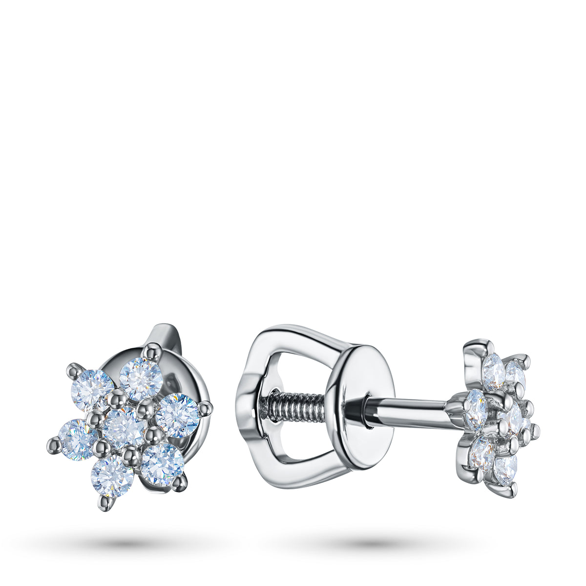 Sterling Silver Earring Studs with Lab-Created Diamonds