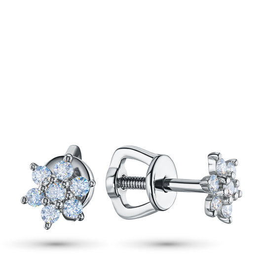 Sterling Silver Earring Studs with Lab-Created Diamonds