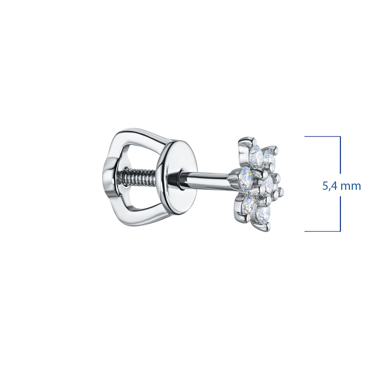 Sterling Silver Earring Studs with Lab-Created Diamonds