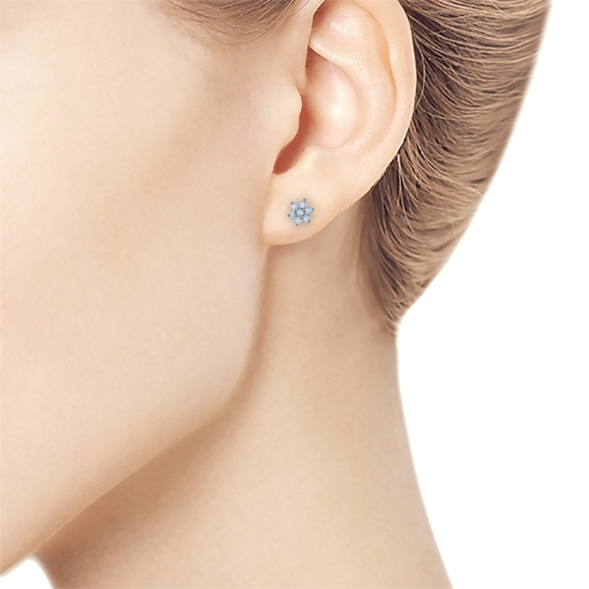 Sterling Silver Earring Studs with Lab-Created Diamonds