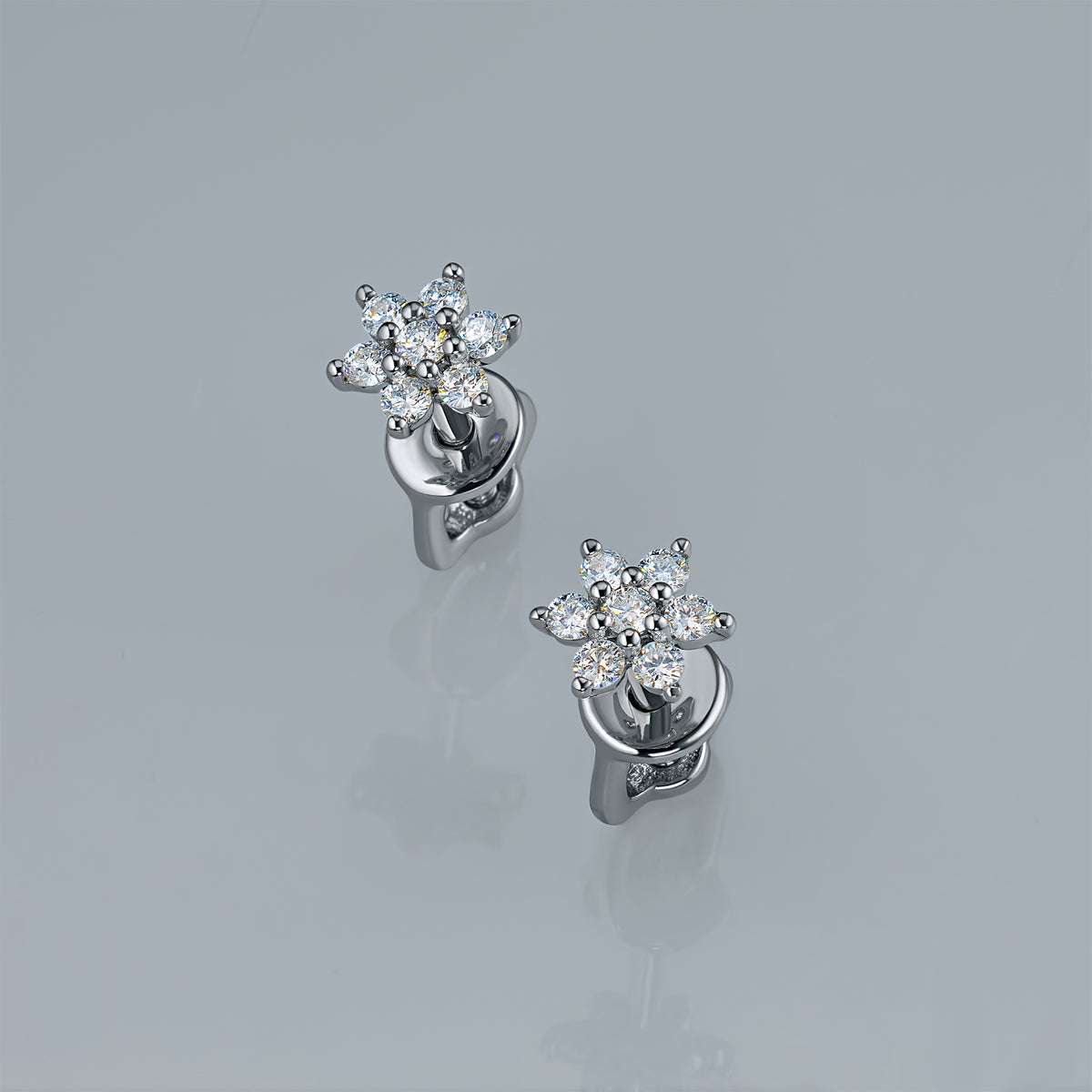 Sterling Silver Earring Studs with Lab-Created Diamonds