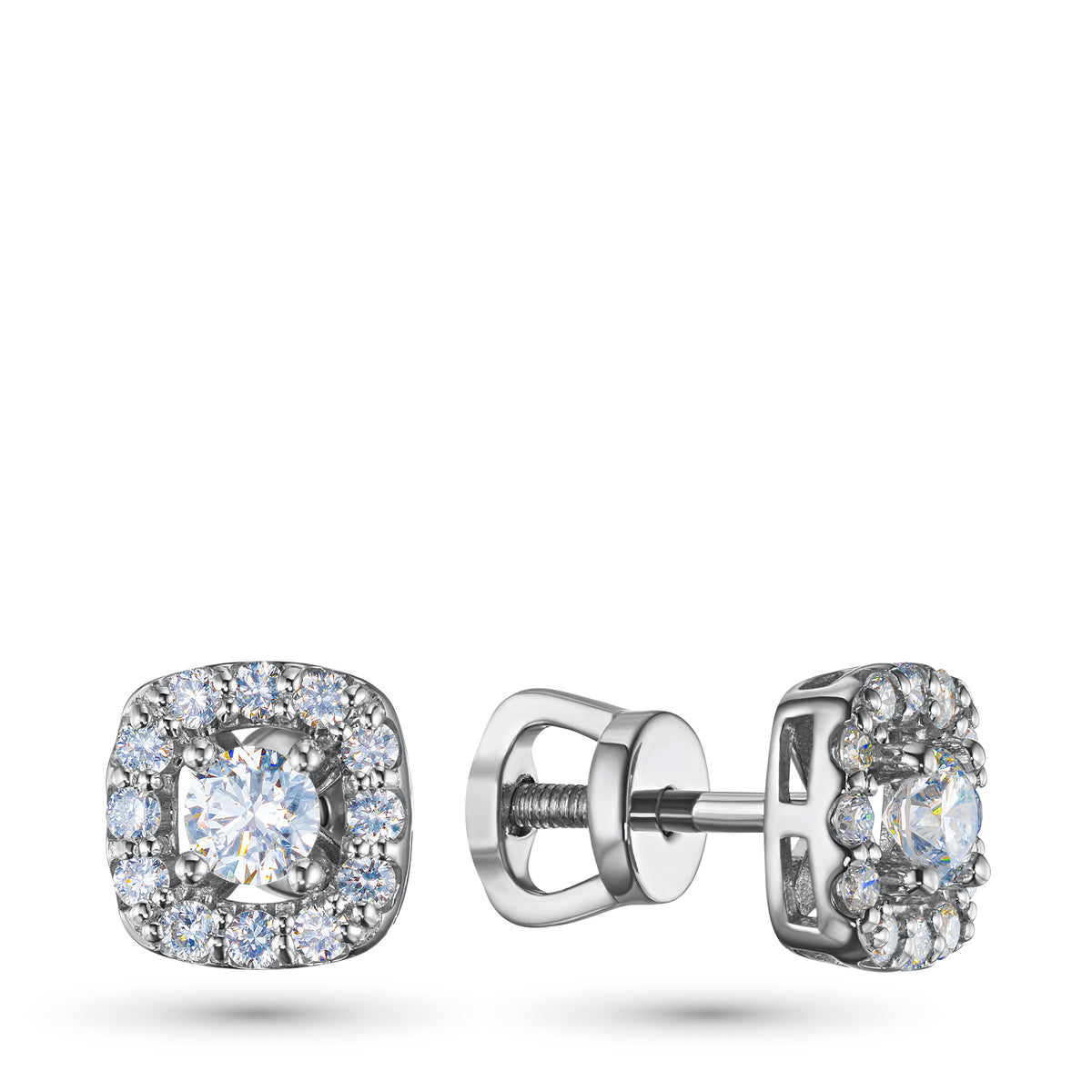 Sterling Silver Earring Studs with Lab-Created Diamonds