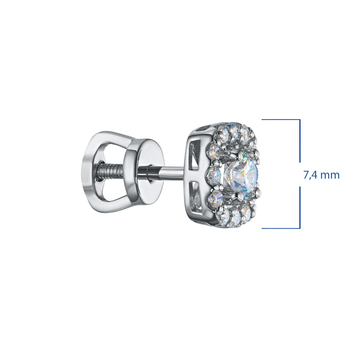 Sterling Silver Earring Studs with Lab-Created Diamonds