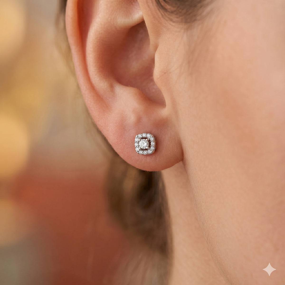 Sterling Silver Earring Studs with Lab-Created Diamonds