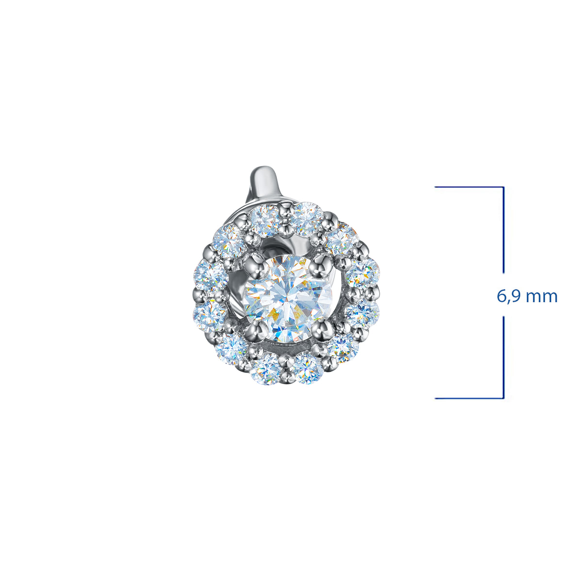 Sterling Silver Earring Studs with Lab-Created Sapphire and Lab-Created Diamonds