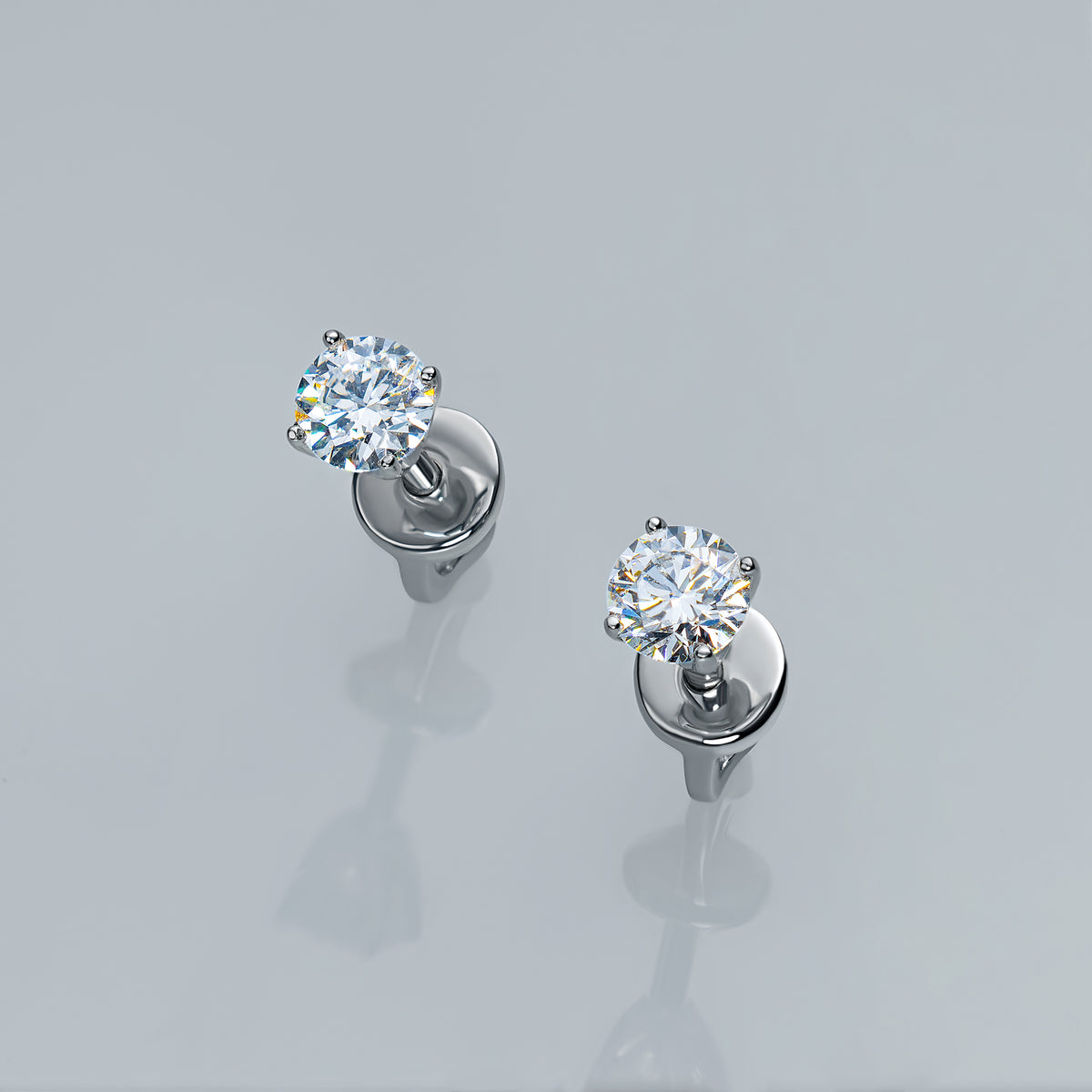 Sterling Silver Earring Studs with Lab-Created Diamonds