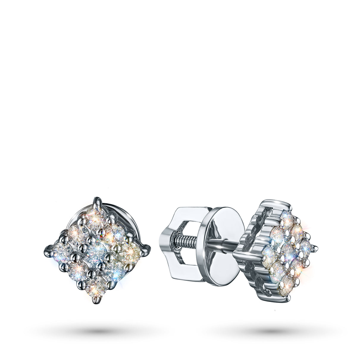Sterling Silver Earring Studs with Lab-Created Diamonds