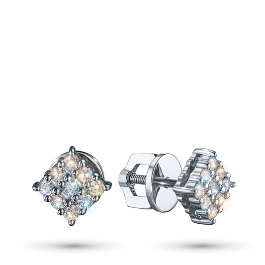Sterling Silver Earring Studs with Lab-Created Diamonds
