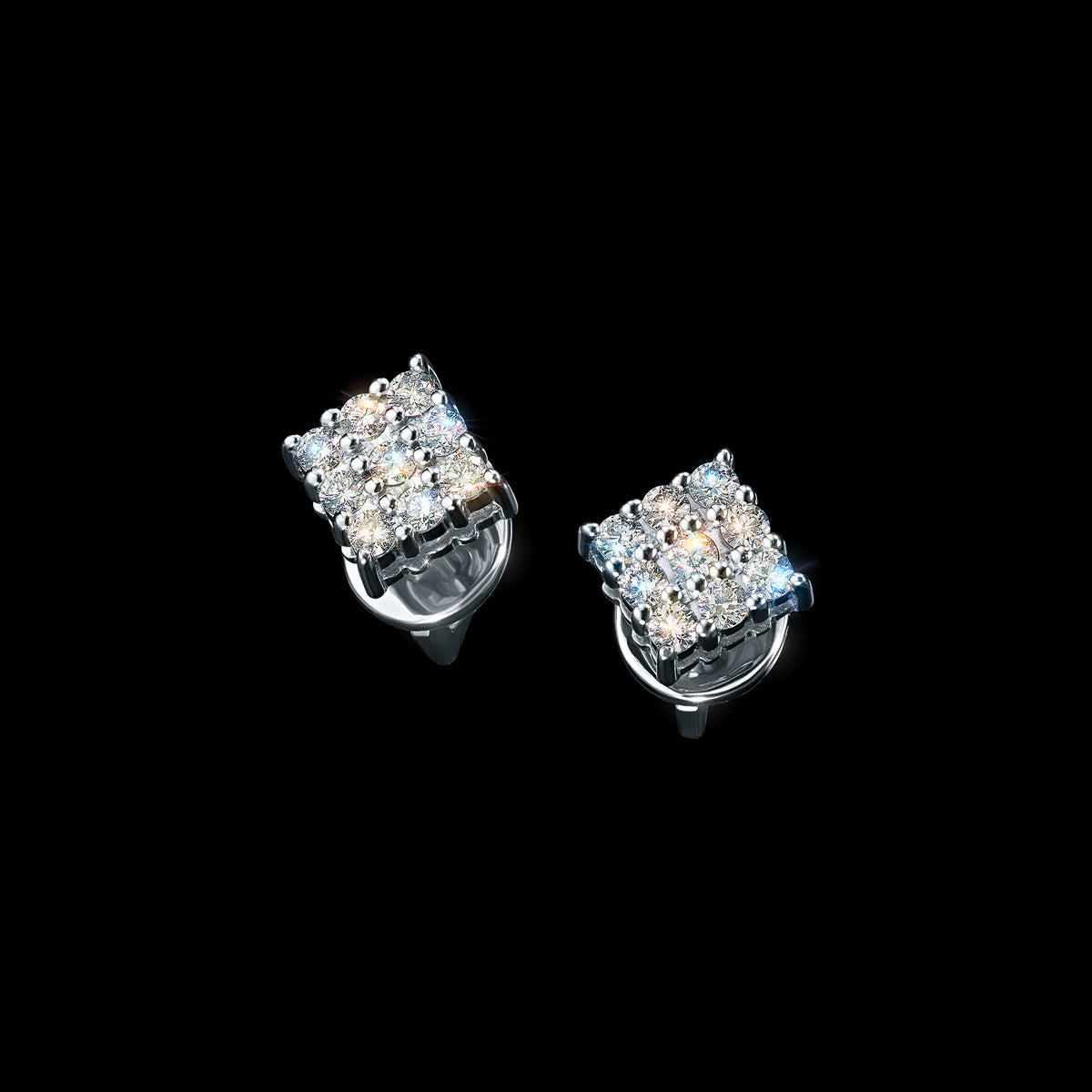 Sterling Silver Earring Studs with Lab-Created Diamonds