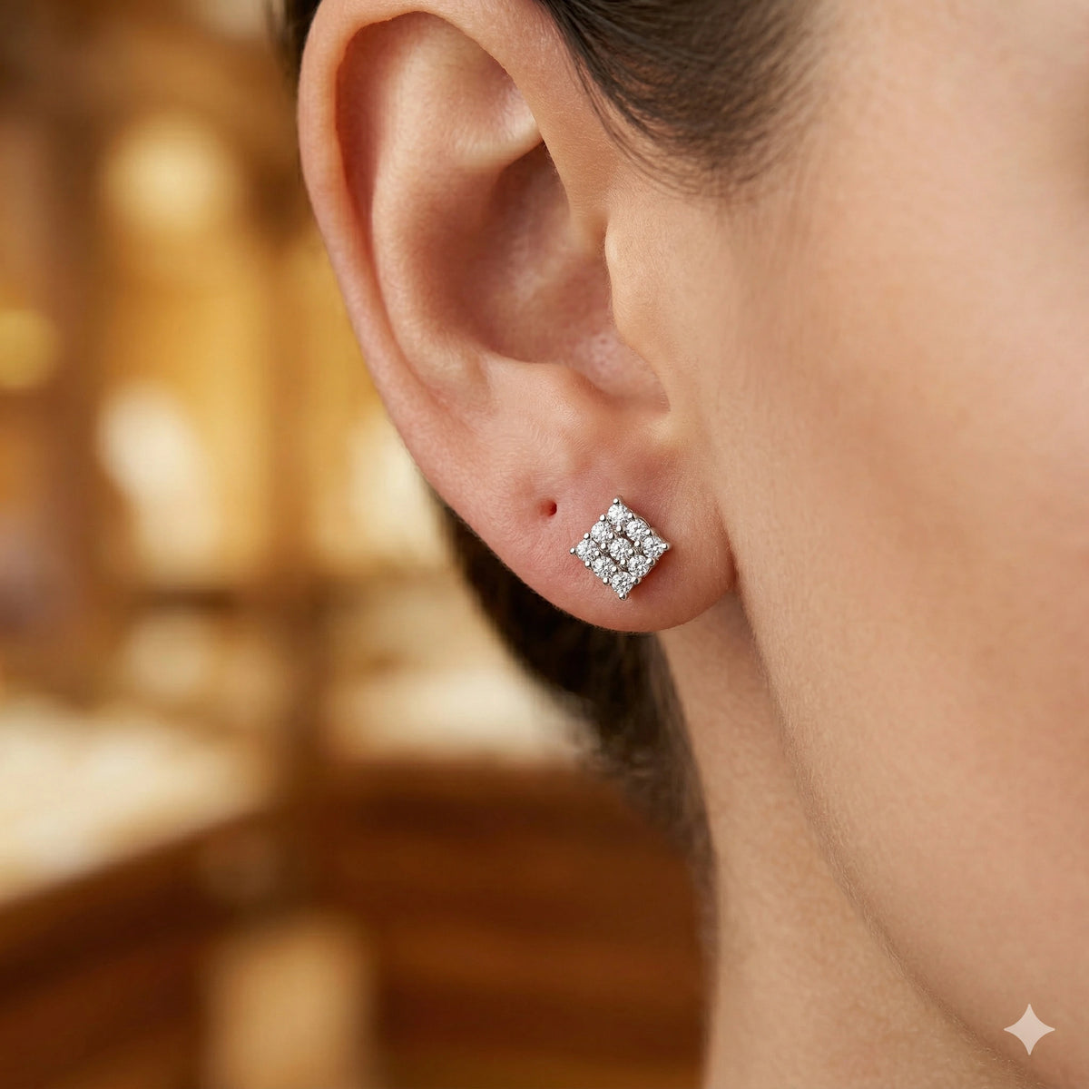 Sterling Silver Earring Studs with Lab-Created Diamonds