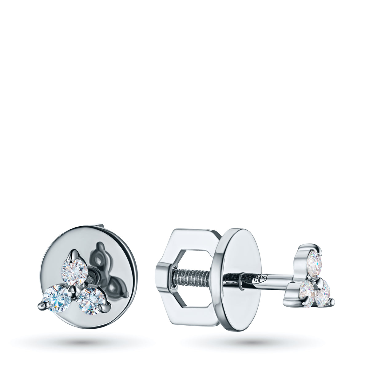 Sterling Silver Earring Studs with Lab-Created Diamonds