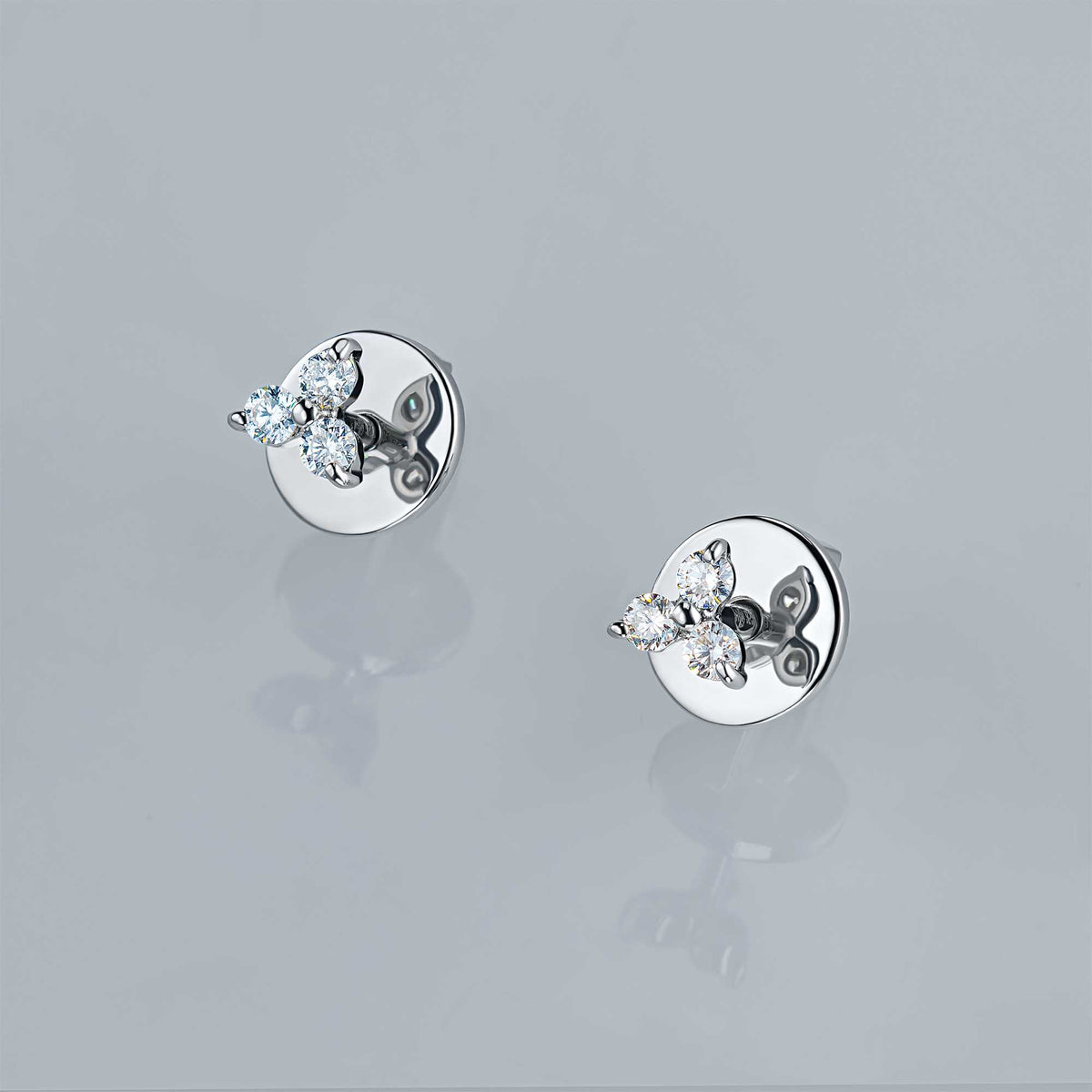 Sterling Silver Earring Studs with Lab-Created Diamonds