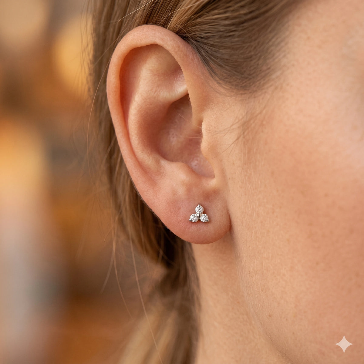 Sterling Silver Earring Studs with Lab-Created Diamonds