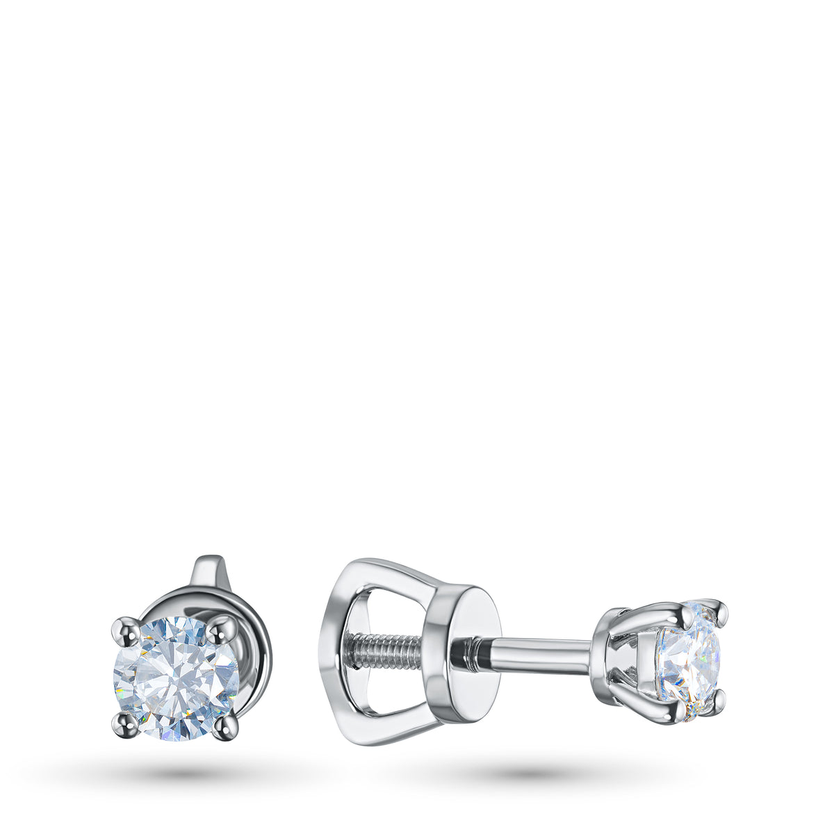 Sterling Silver Earring Studs with Lab-Created Diamonds