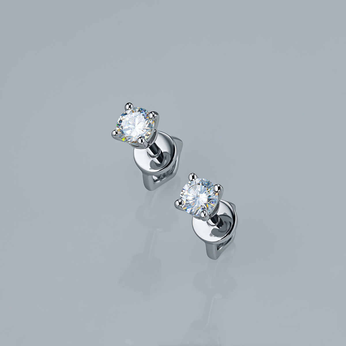 Sterling Silver Earring Studs with Lab-Created Diamonds