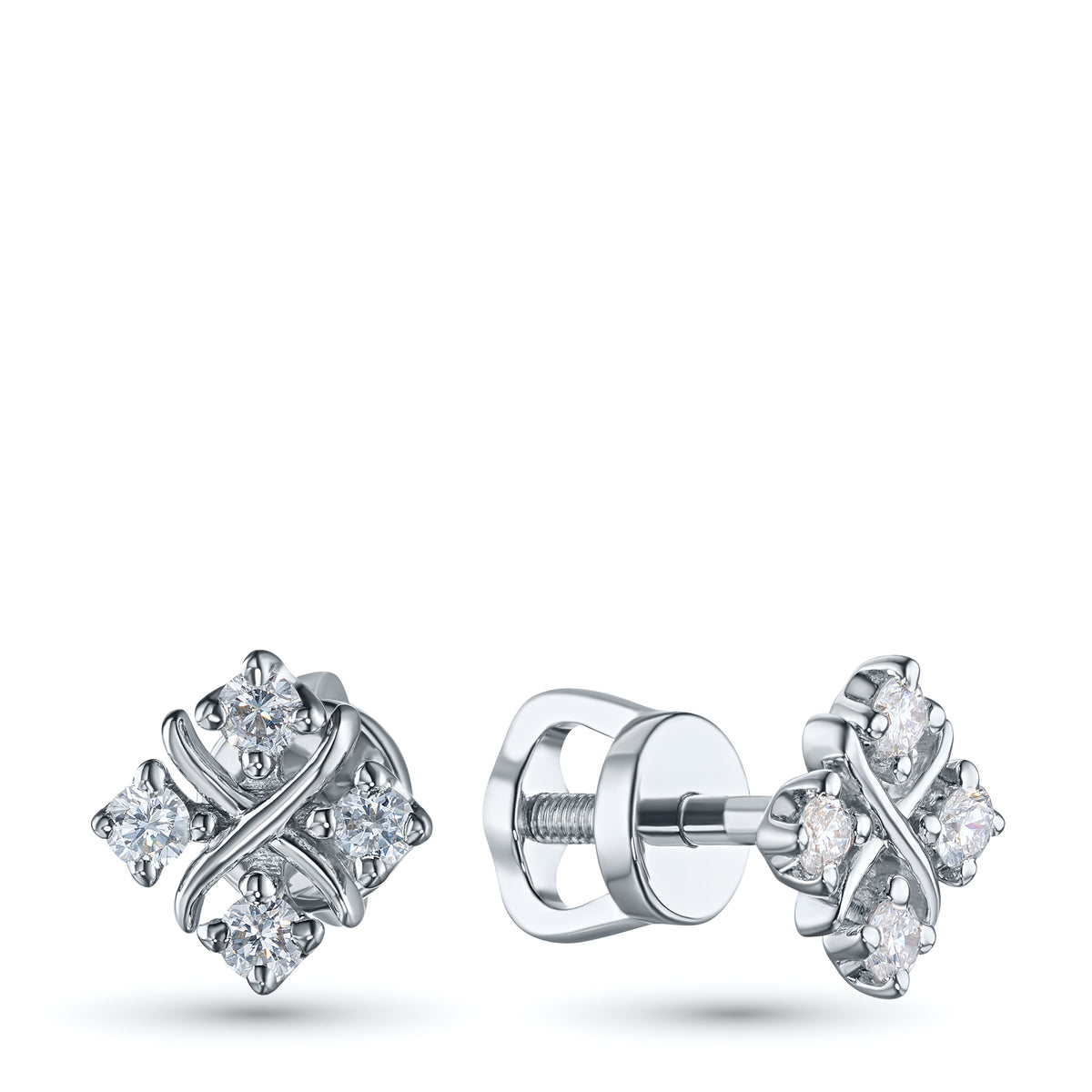 Sterling Silver Earring Studs with Lab-Created Diamonds